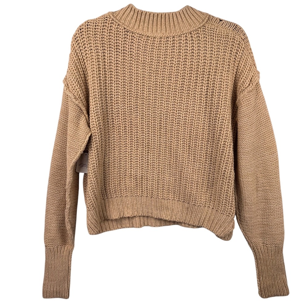 NEW NWT Free People Sweater Bell Song Beige Medium Sandcastle Knit Mock Neck - Picture 5 of 16